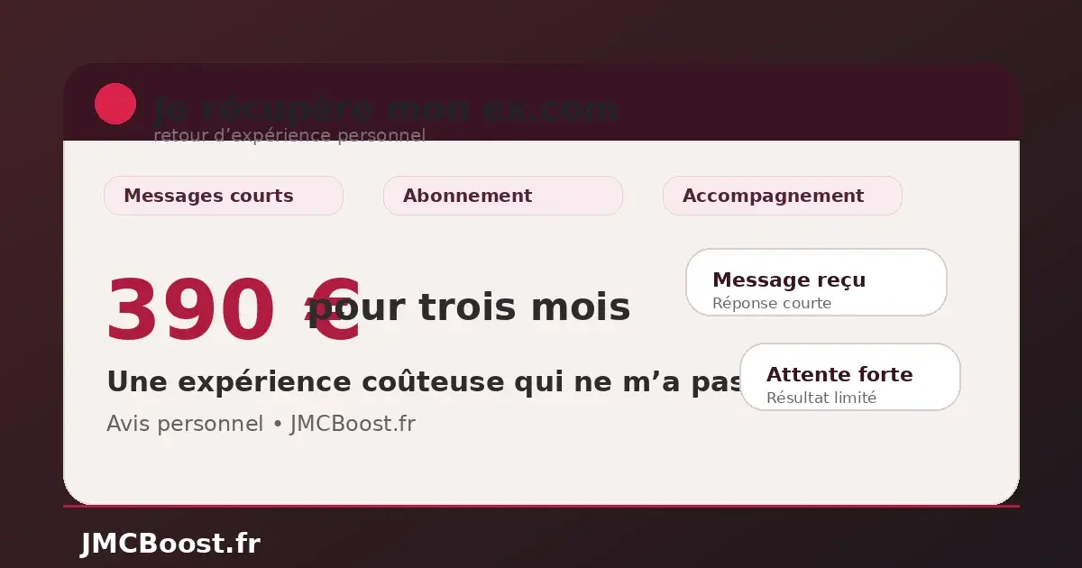 Illustration d’un retour d’expérience personnel sur Je récupère mon ex